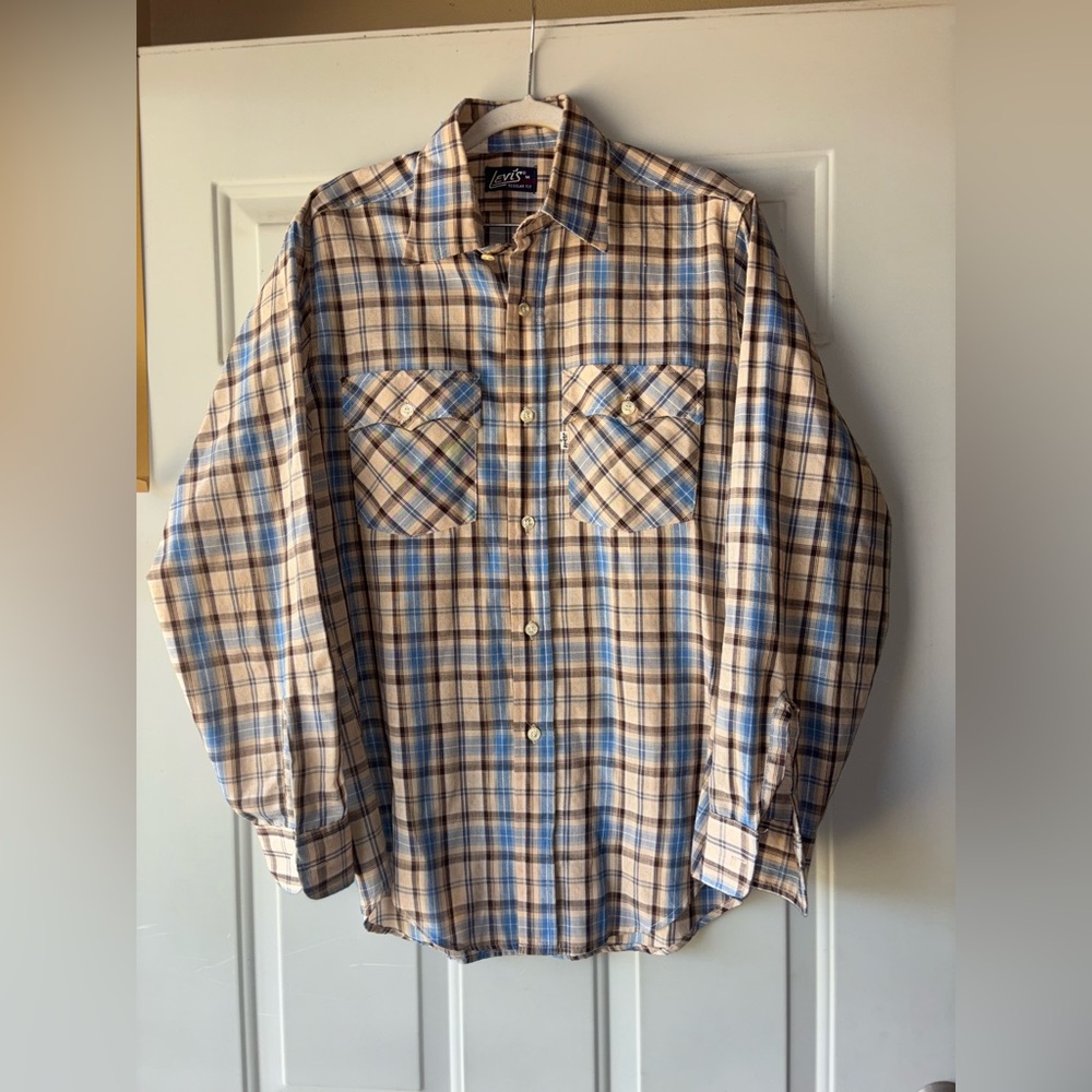 Levi’s vintage 70’s/80’s regular fit plaid shirt size M